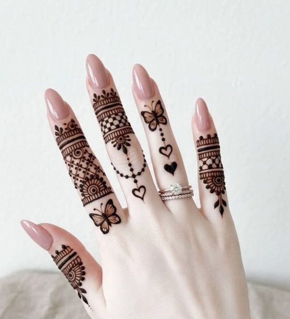 finger mehndi design for back hand