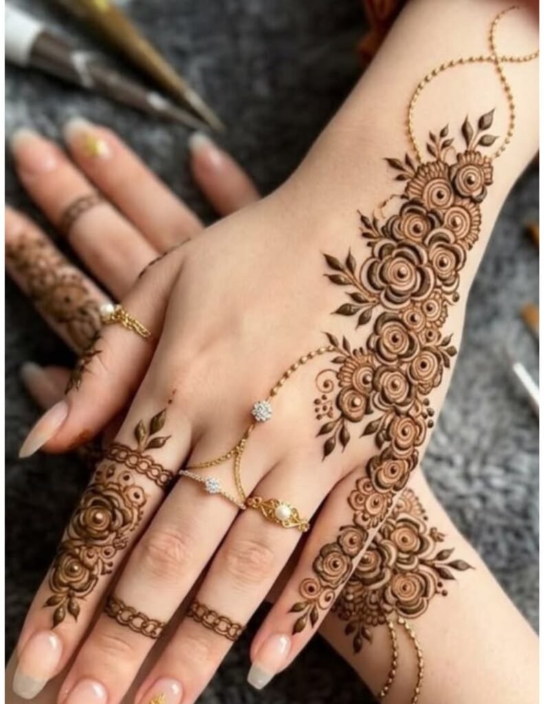 aesthetic back hand mehndi design