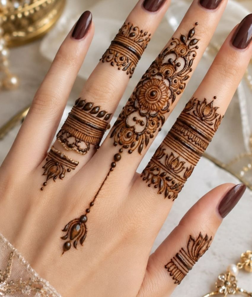 aesthetic finger mehndi design