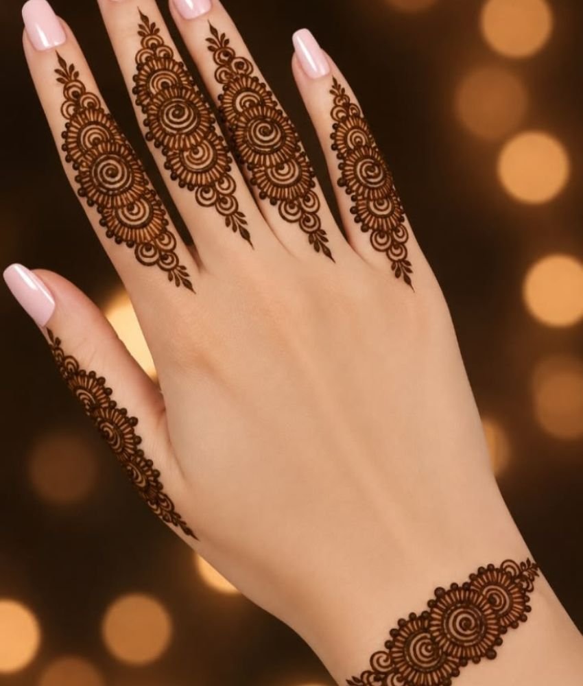 back hand finger mehndi design
