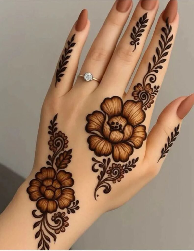 back hand floral mehndi design