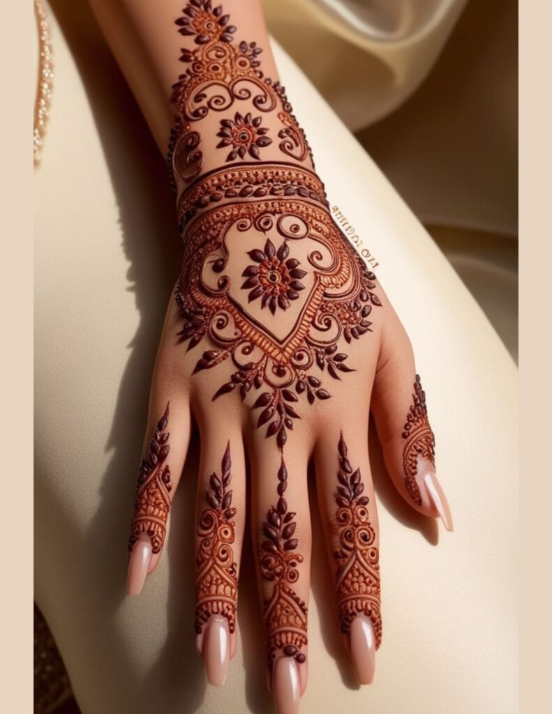 back hand intricate mehndi design
