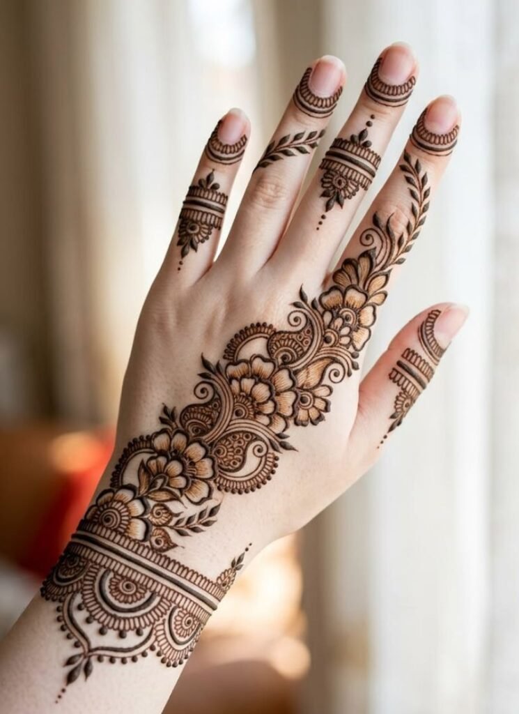 bail mehndi design for left hand