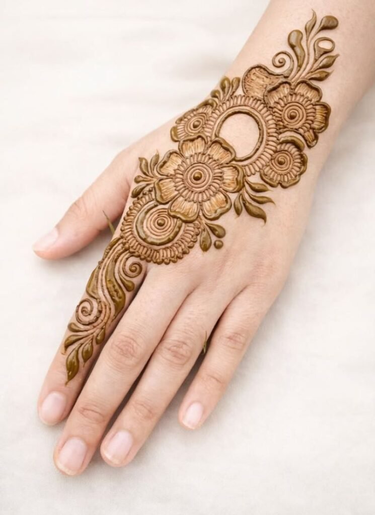 bail mehndi for right hand