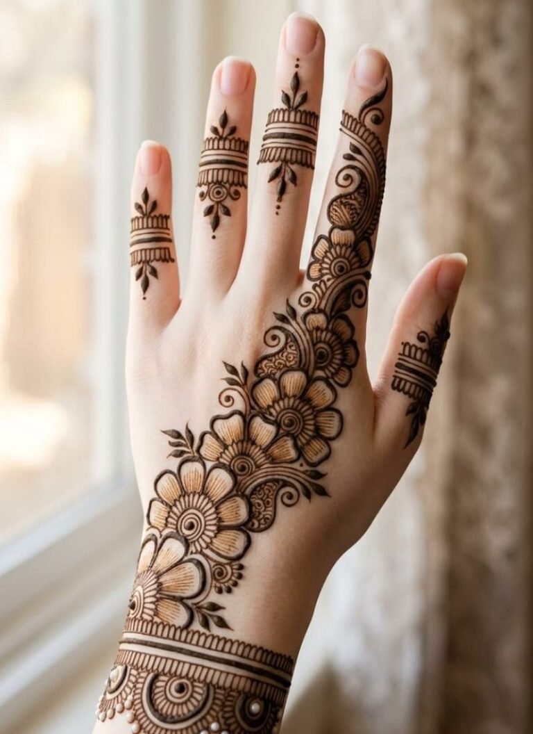 bail with border mehndi design