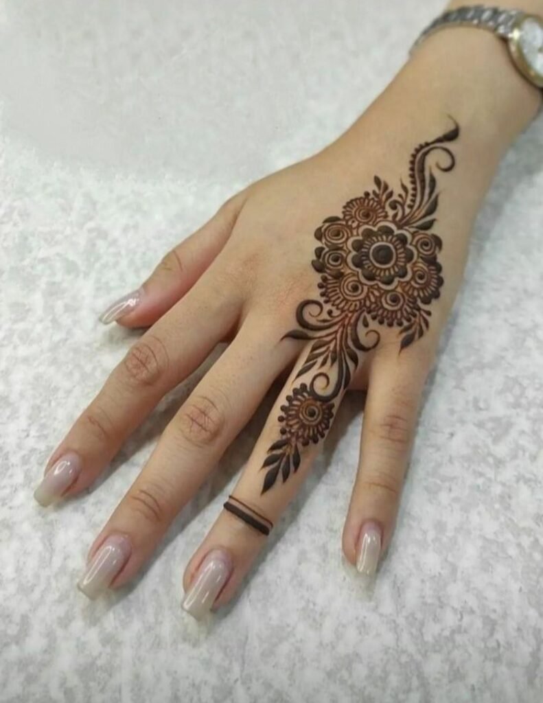 elegant ring finger mehndi desgin
