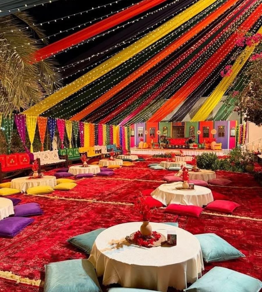 farshi mehndi setup at home