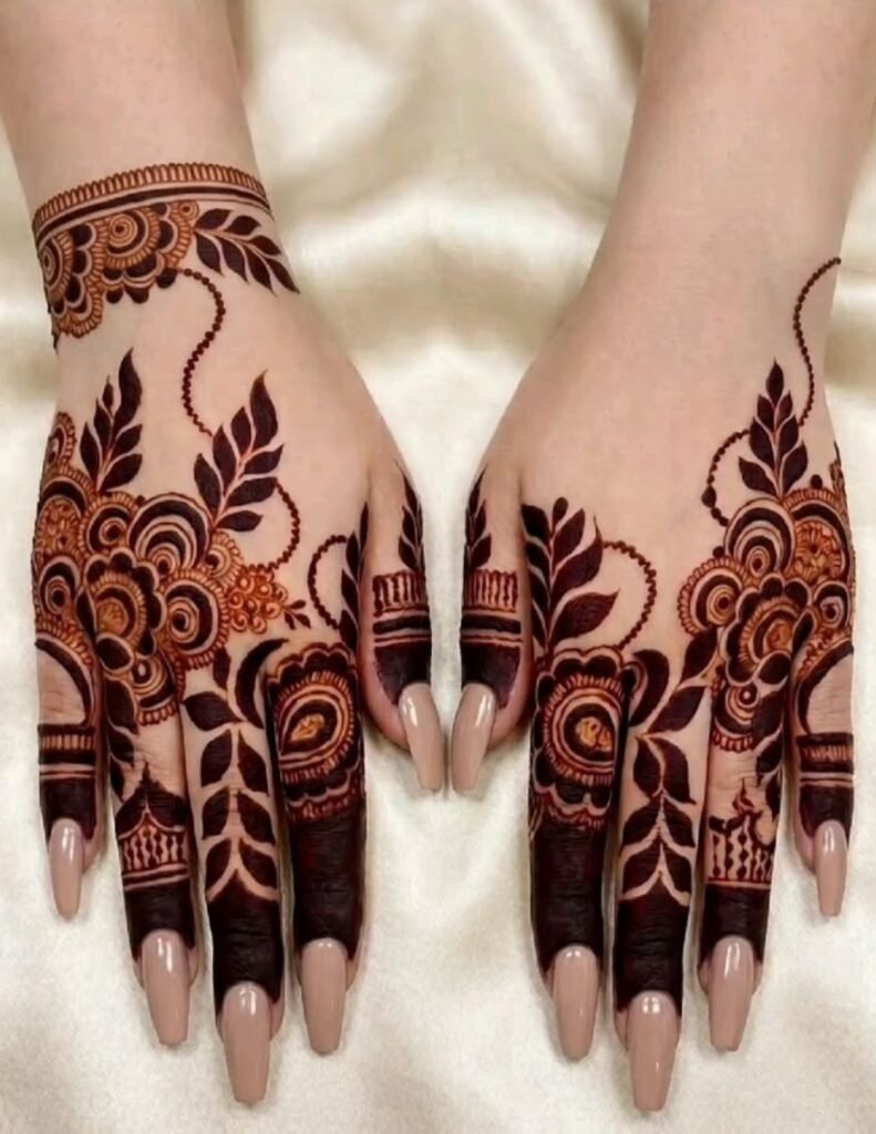 floral mehndi design for both hands