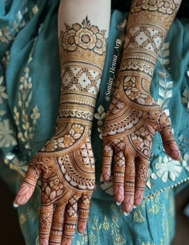 front hand bridal mehndi design