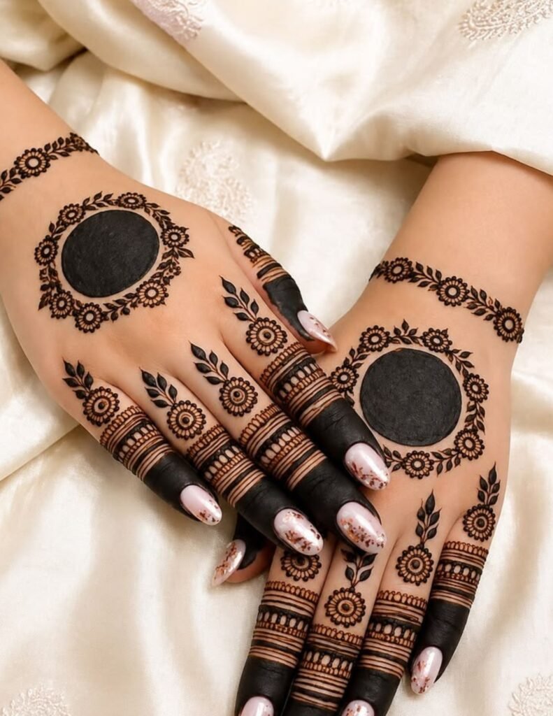 gol tikki mehndi design for both hands