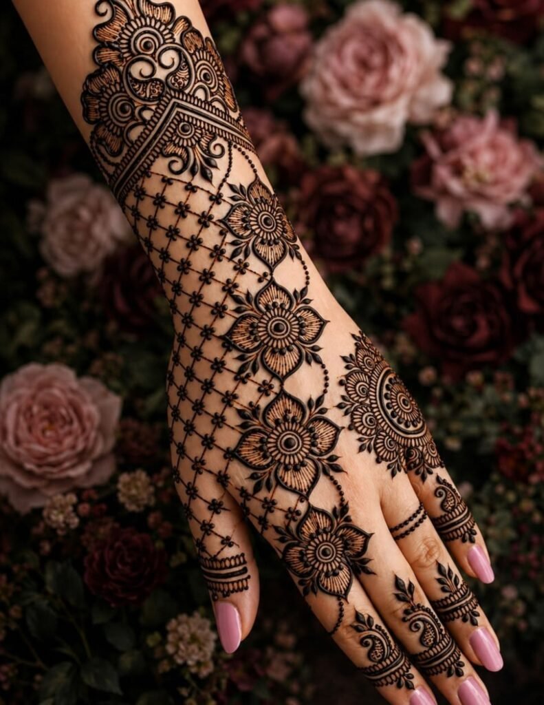 left hand intricate mehndi design