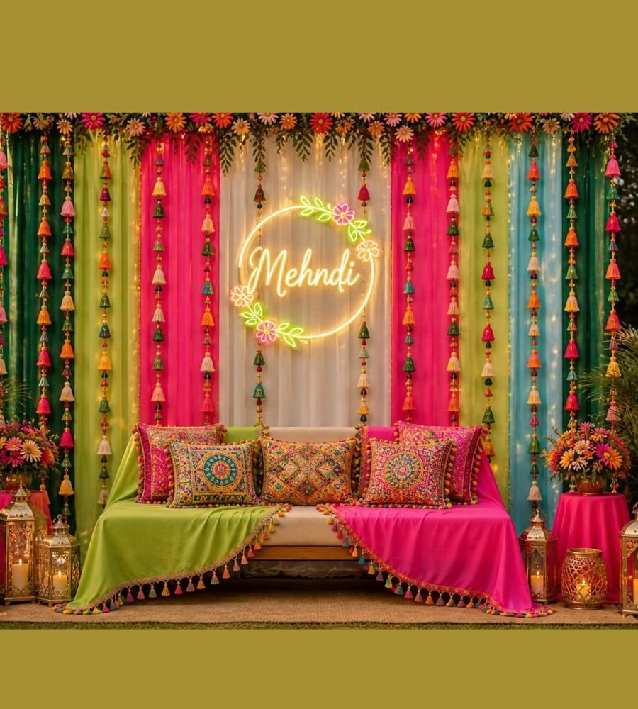 multicolour mehndi decor ideas