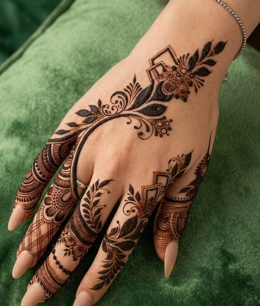 right hand finger mehndi design