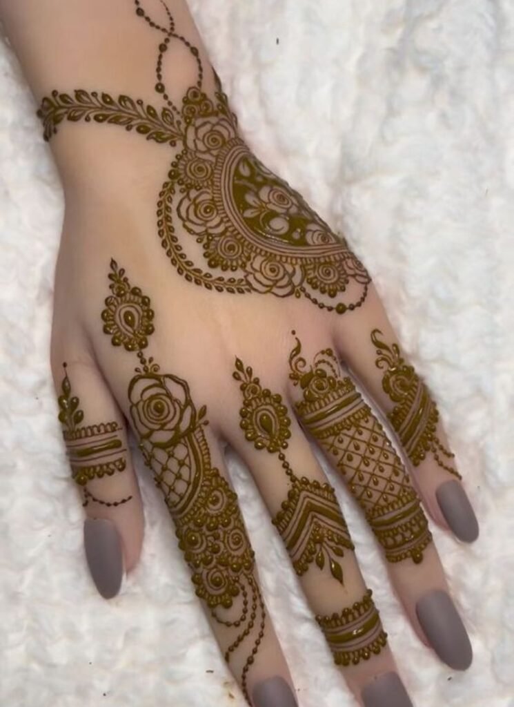 stylish bail floral mehndi