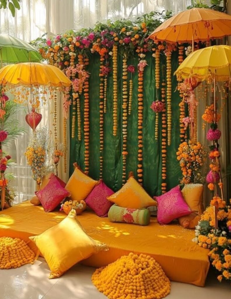 yellow theme mehndi decor