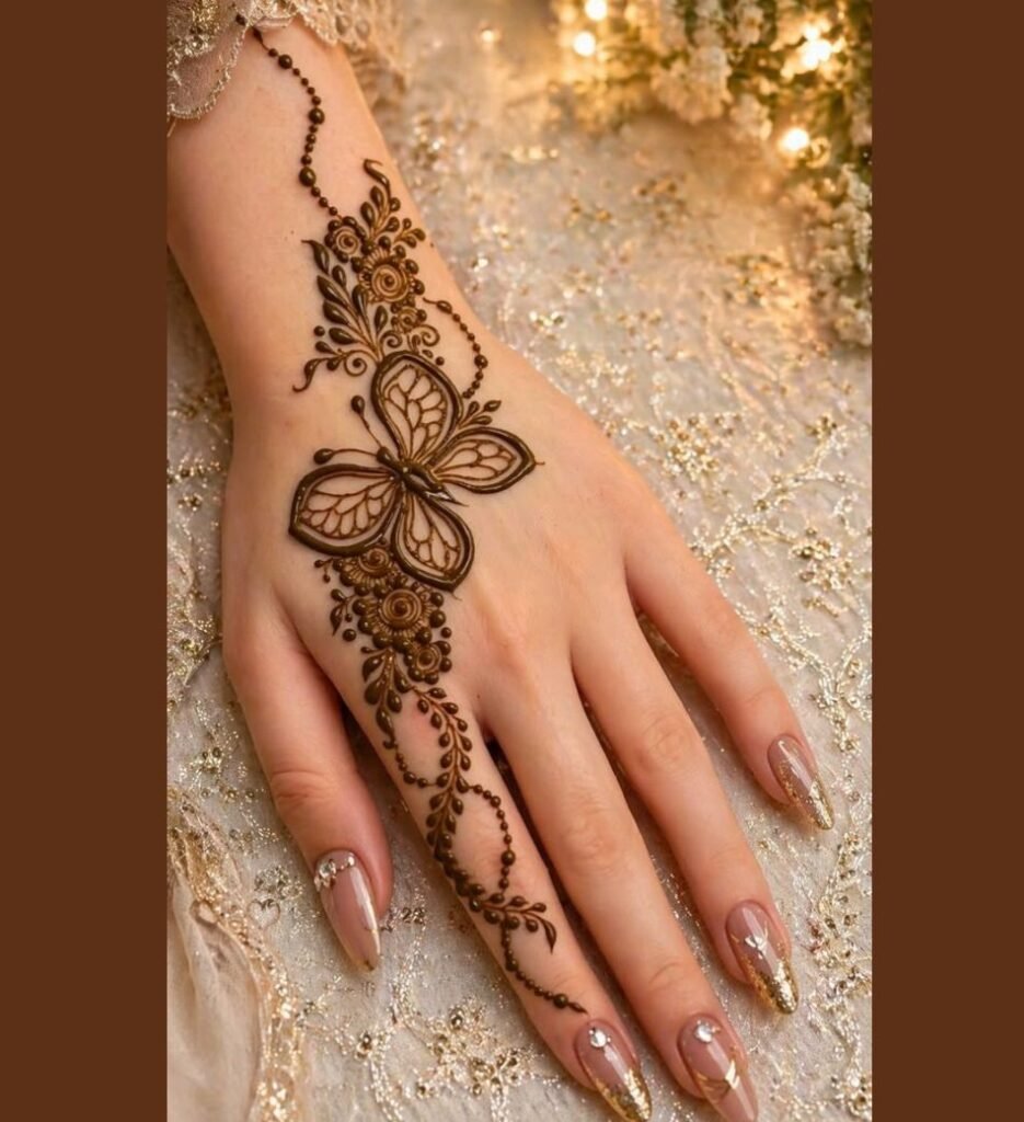 aesthetic butterfly mehndi design
