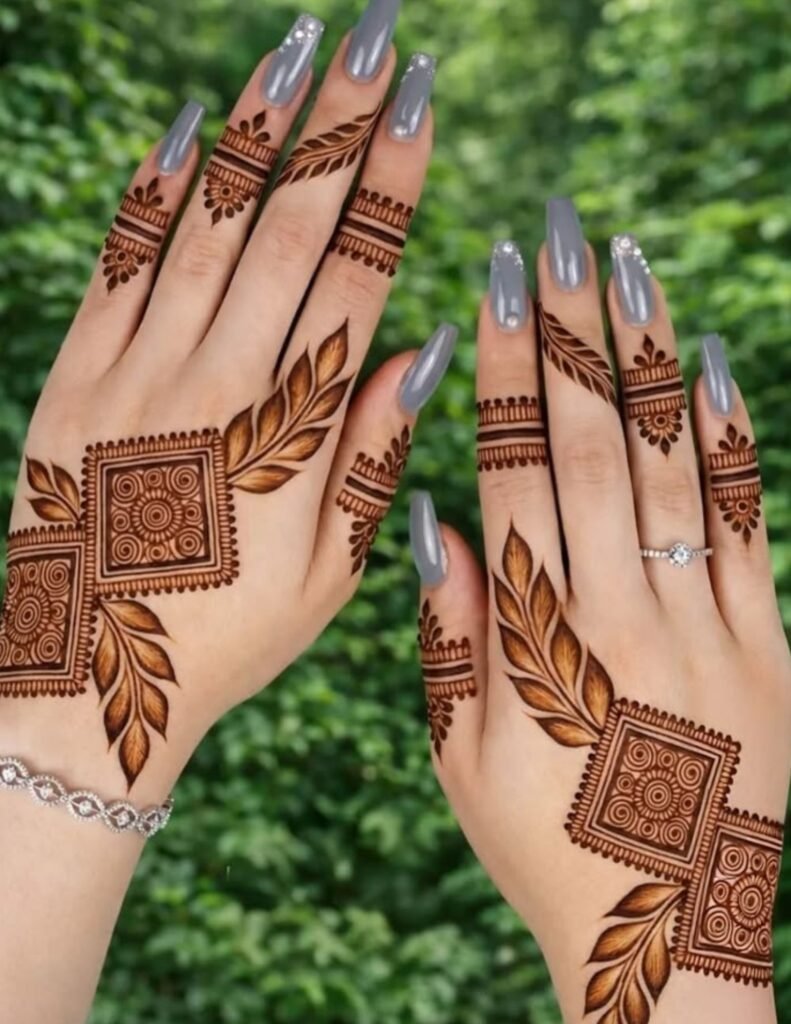 back hand eometric mehndi design
