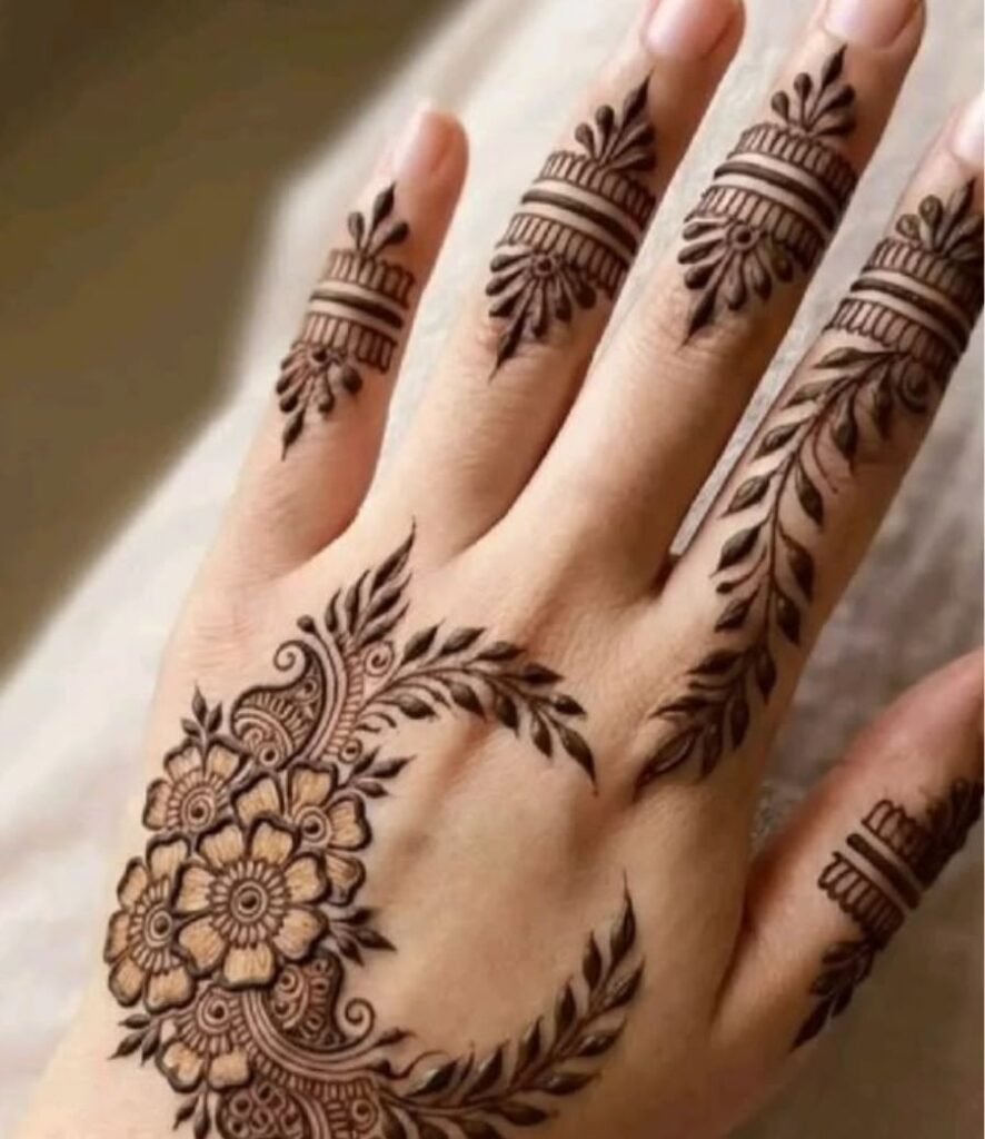 back hand moon mehndi design