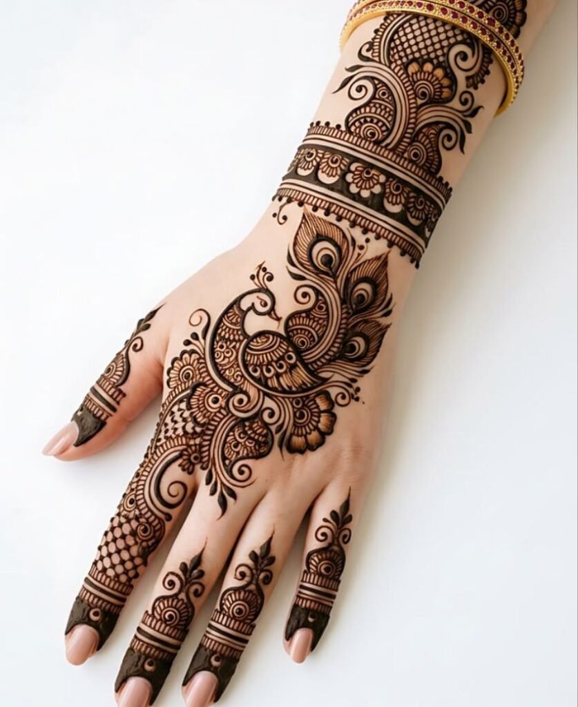 back hand peacock mehndi design