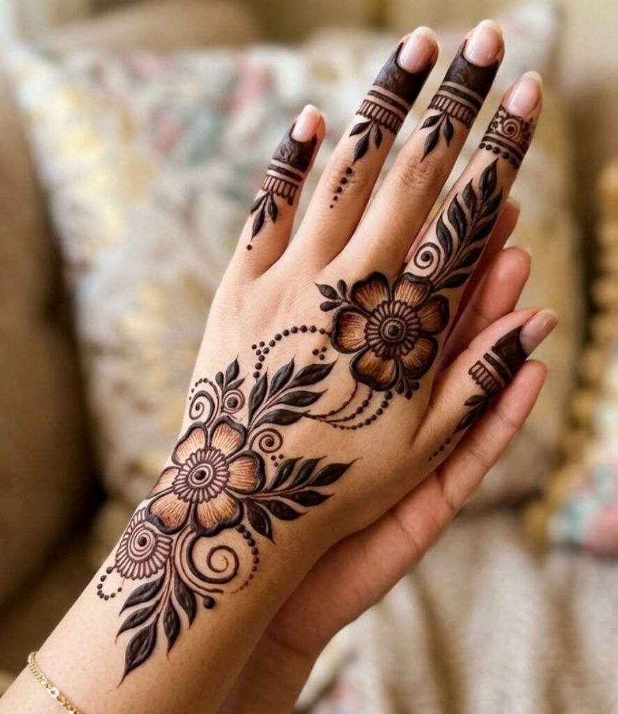 back hand shaded mehndi design
