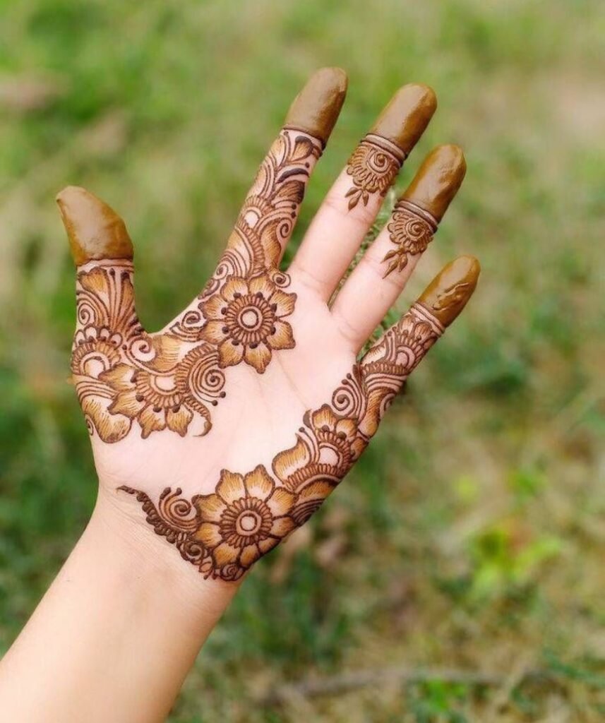 bail mehndi with shaded fingers