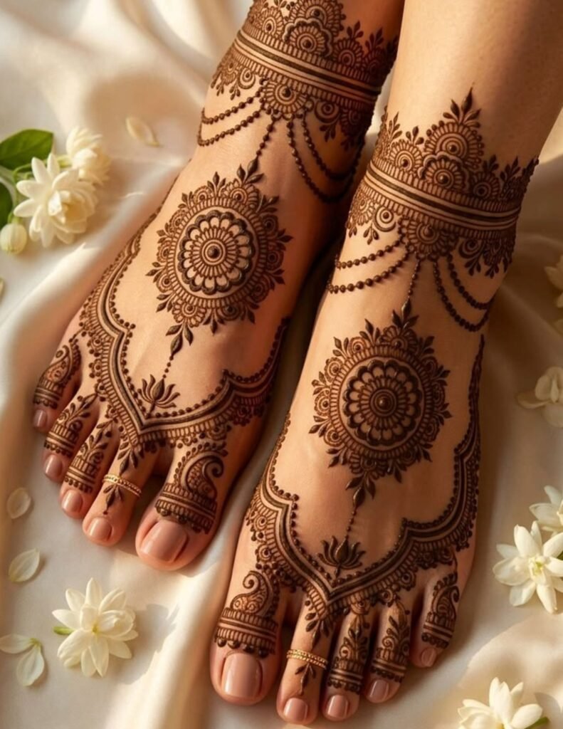 bridal feet mehndi design