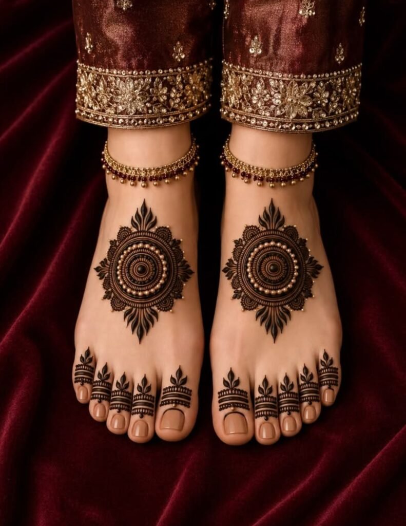 bridal foot mehndi design