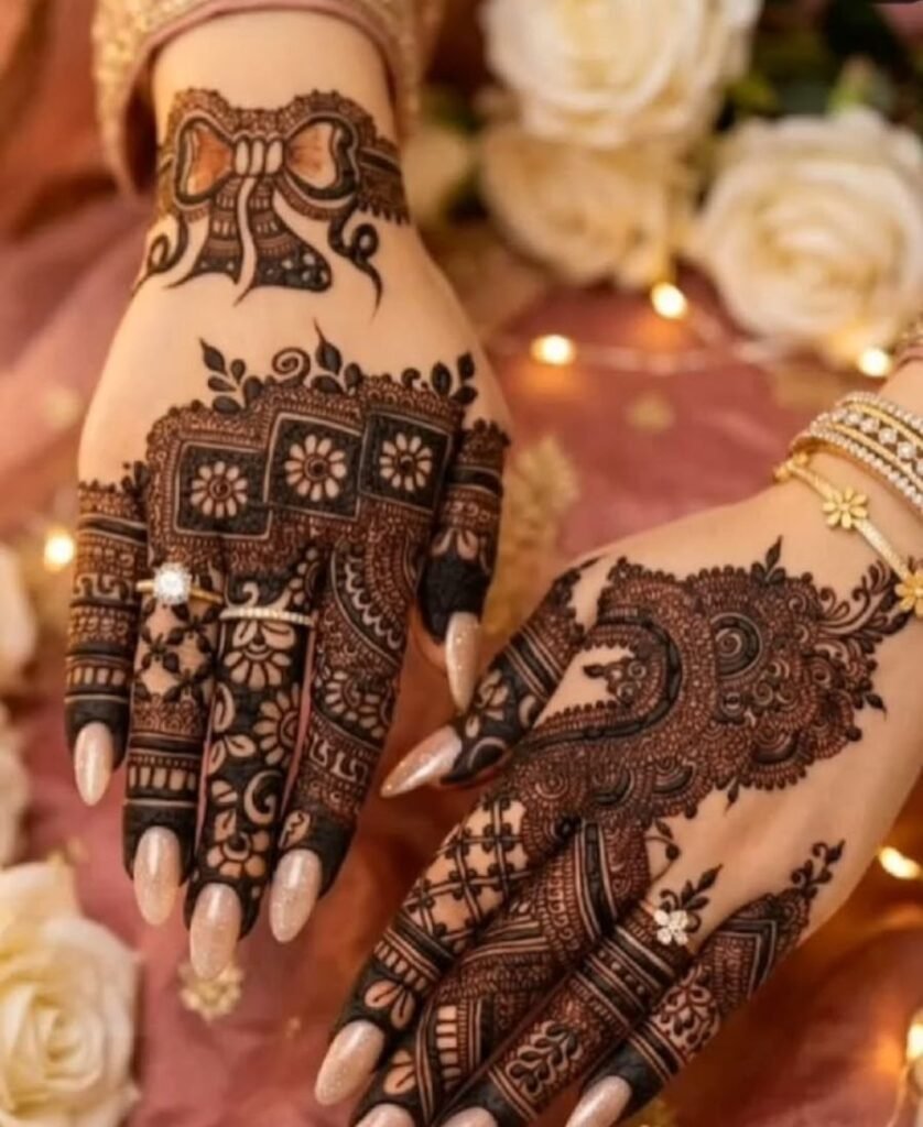 brides finger mehndi design