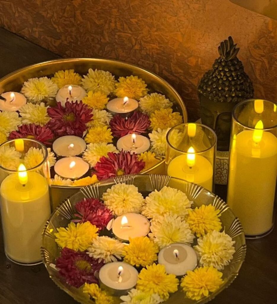 candels and flowers for mayo
