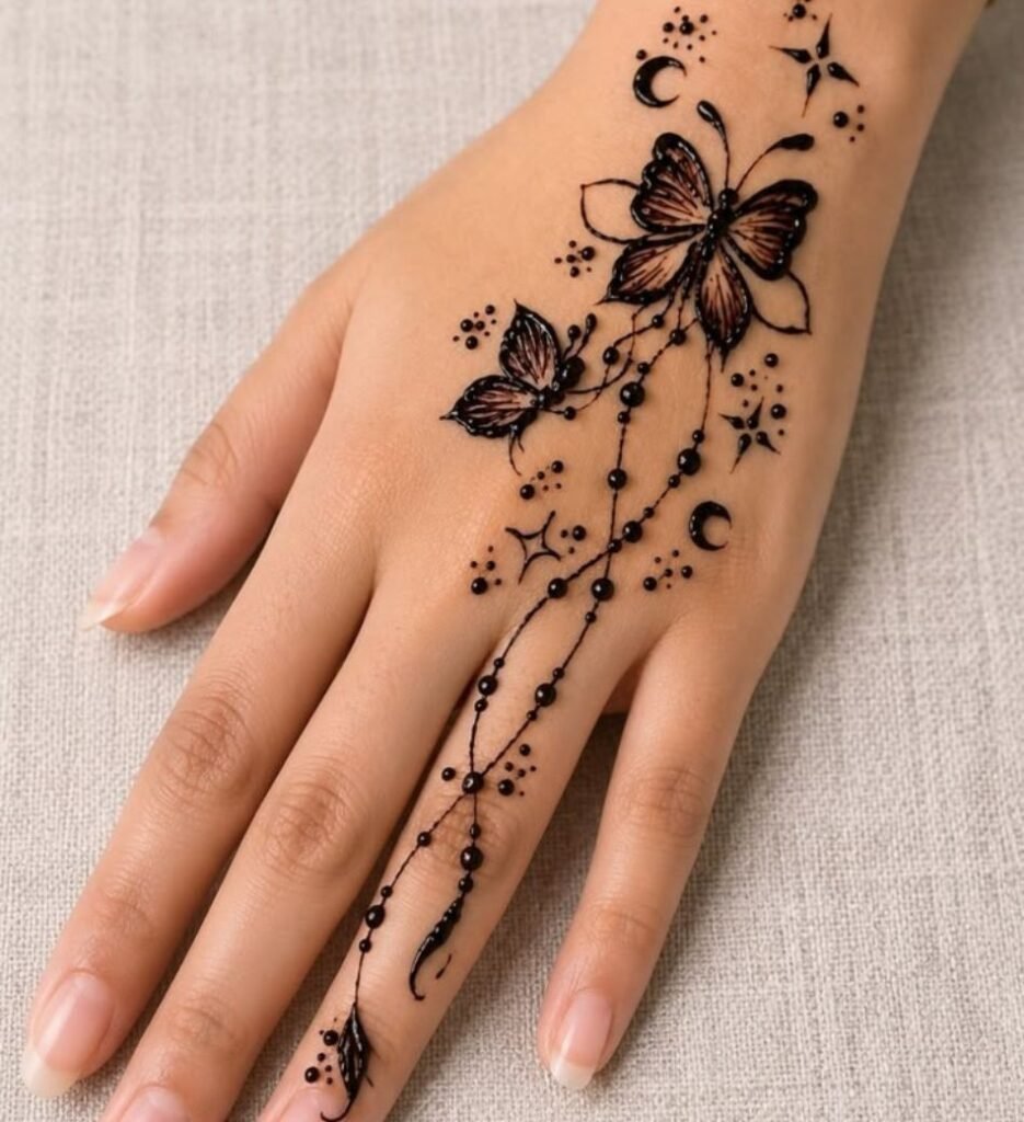 cute butterfly mehndi design