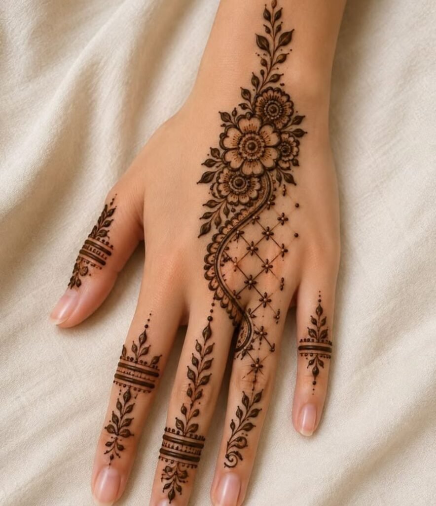 easy back hand mehndi design
