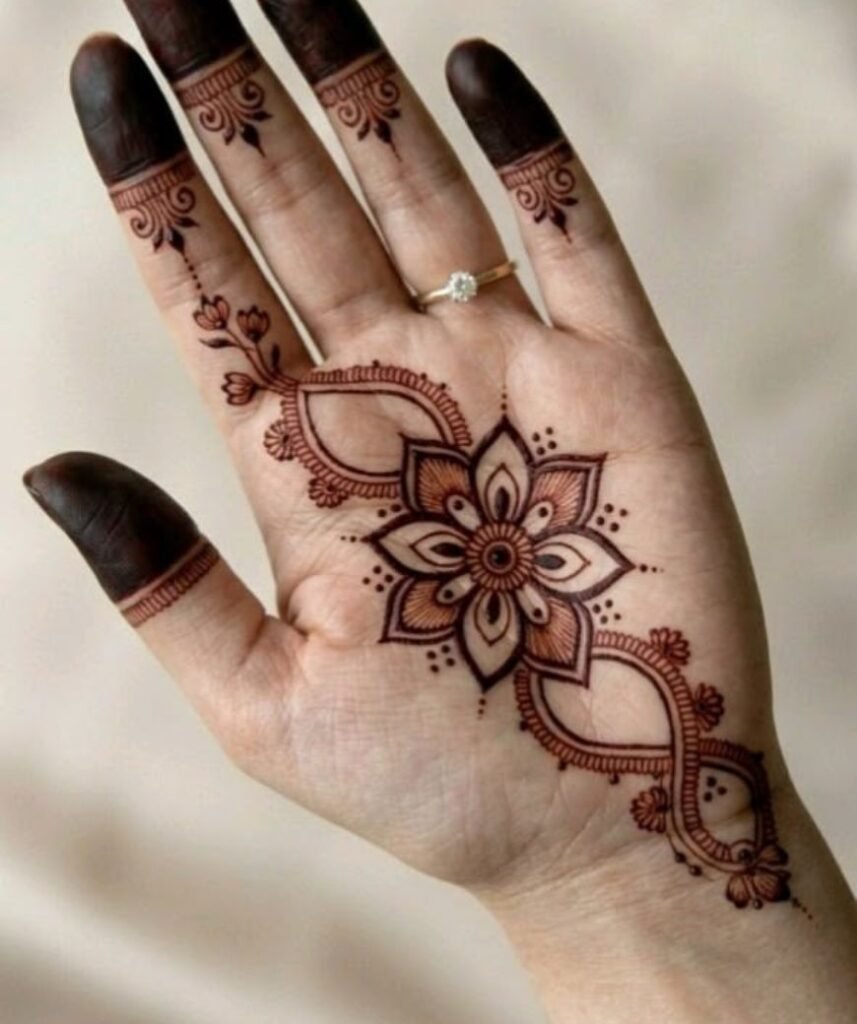 easy front hand mehndi design