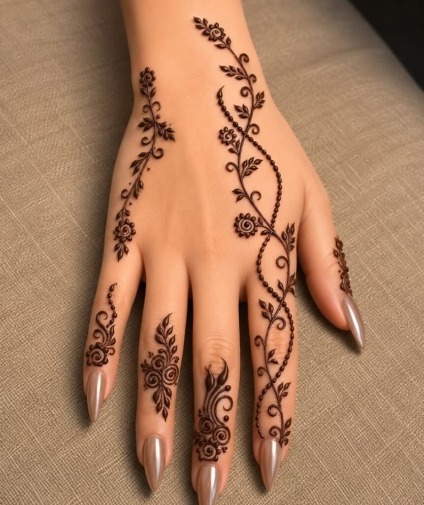 easy one hand mehndi design