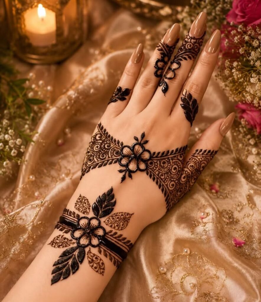 elegant back hand mehndi design