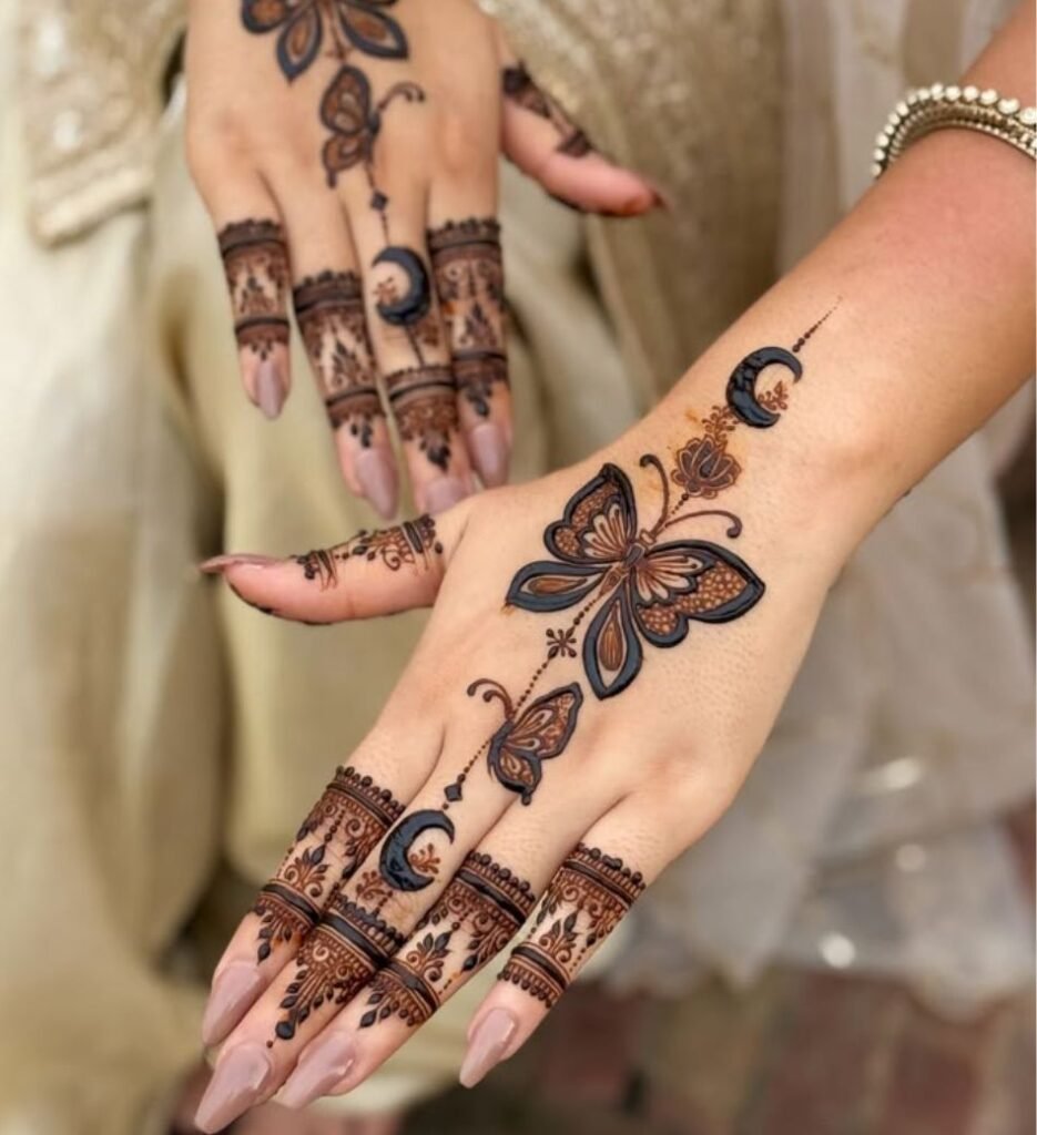 elegant butterfly mehndi design