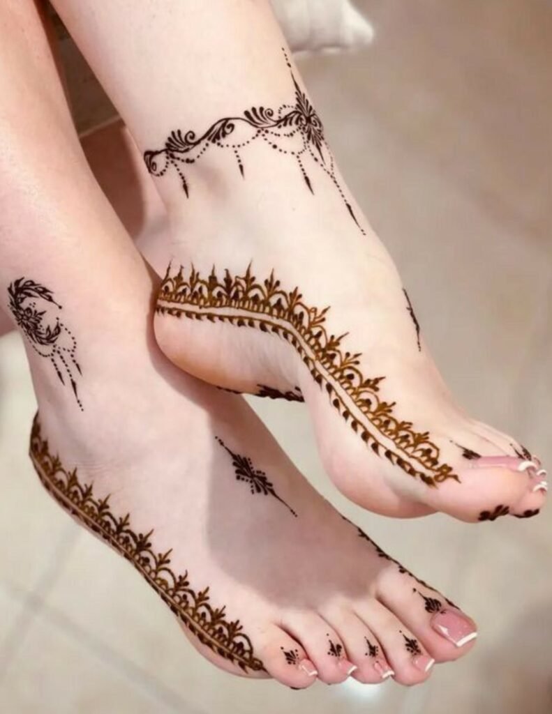 elegant foot mehndi design
