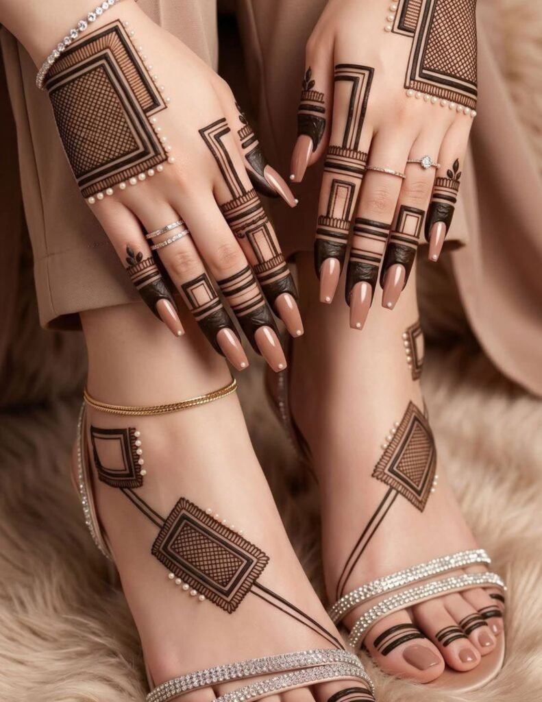 elegant foot mehndi design for brides
