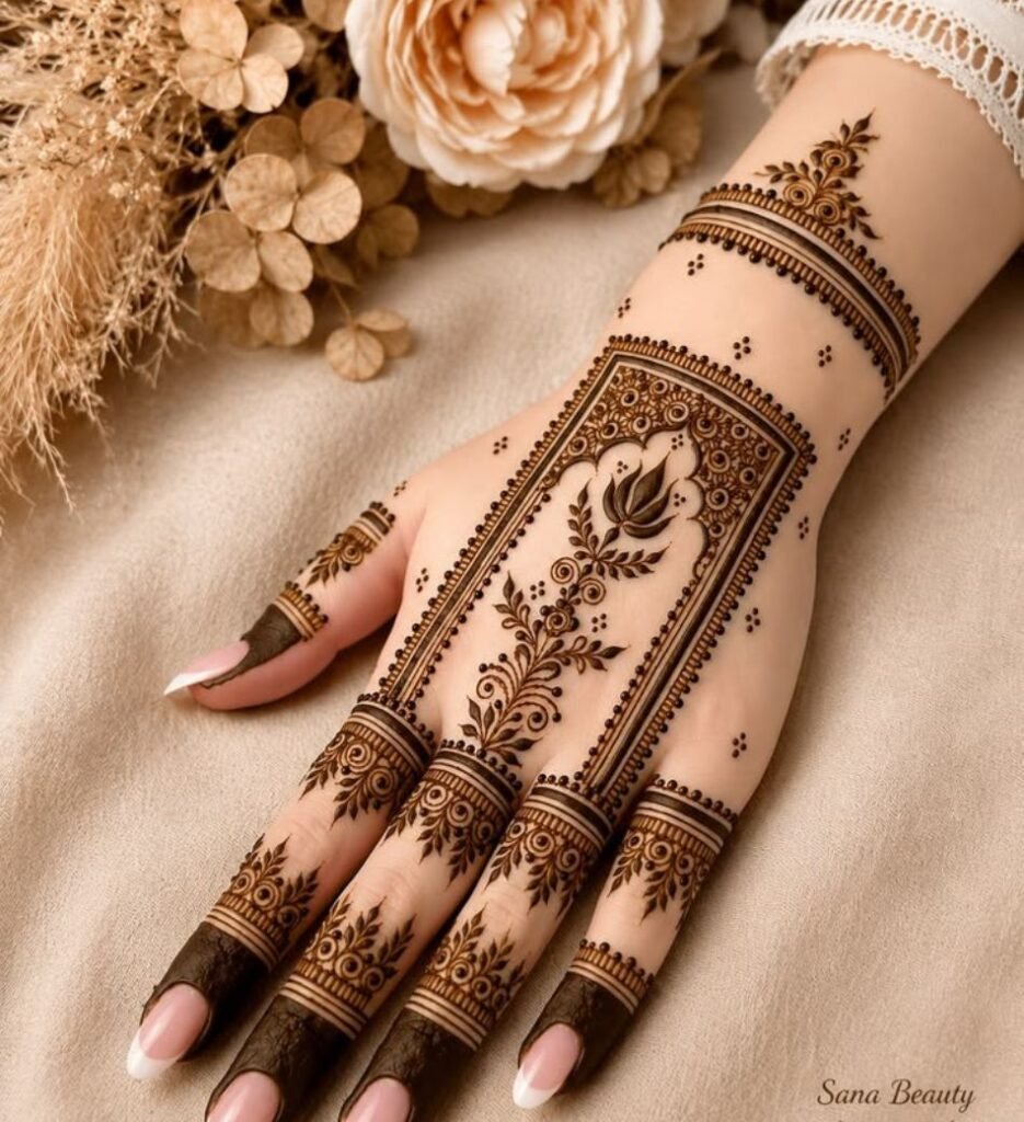 elegant lotus mehndi design