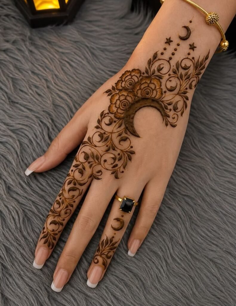 elegant moon mehndi design