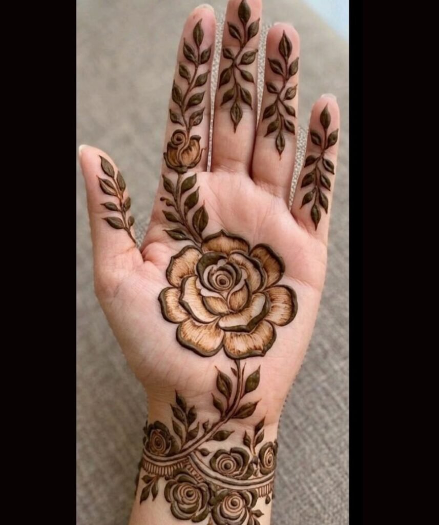floral mehndi design for front