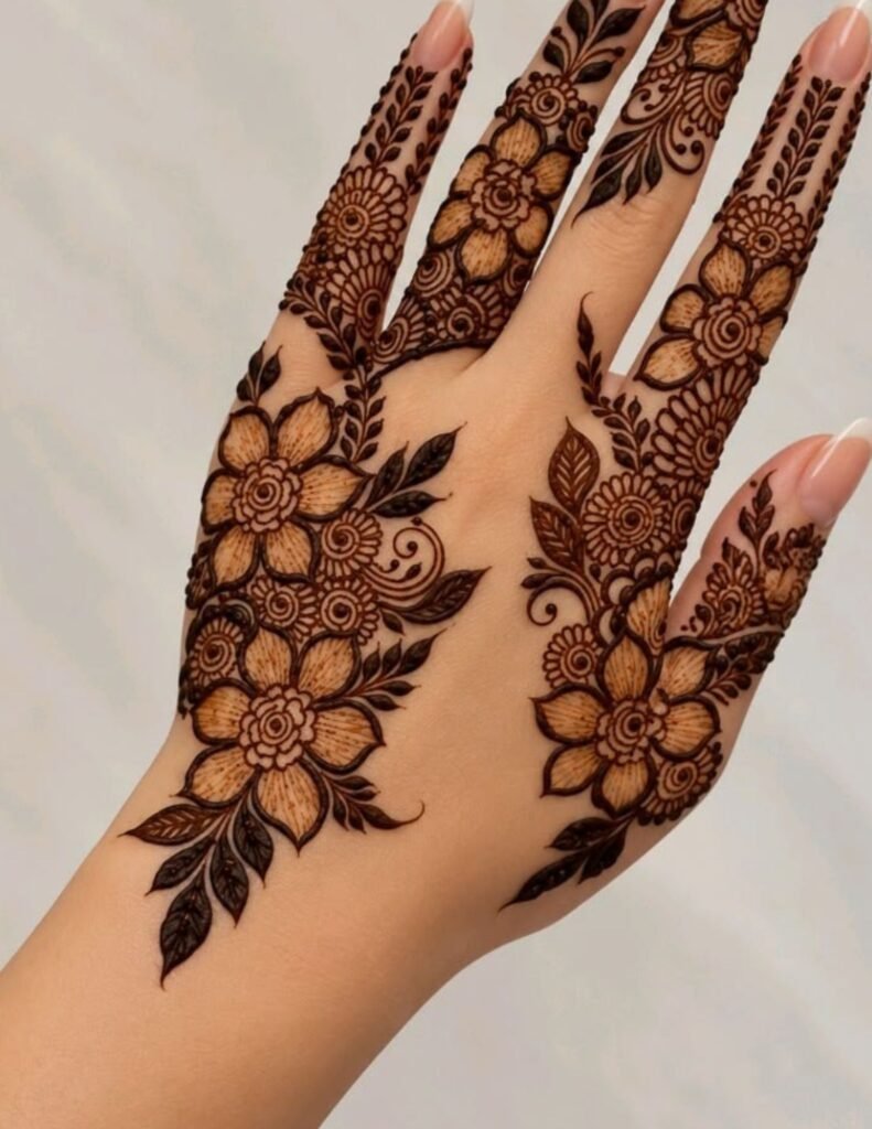 floral shaded mehndi design