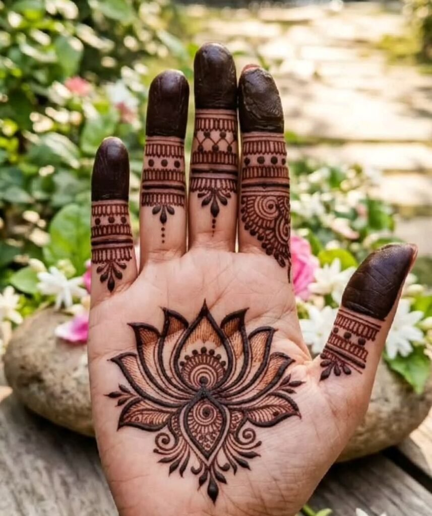 flower mehndi design for front hand