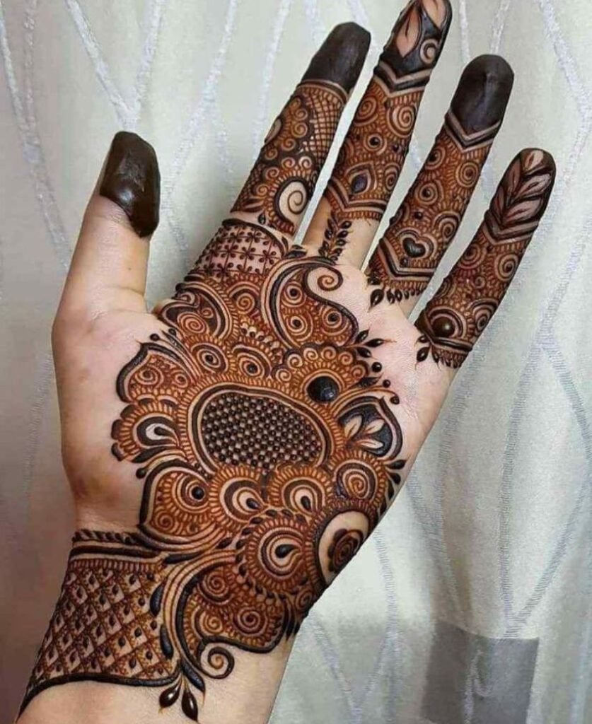 front hand peacock mehndi design