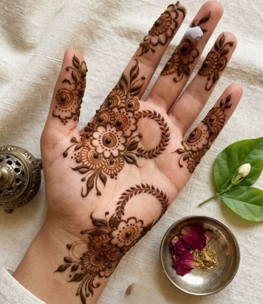 front hand shaded mehndi design