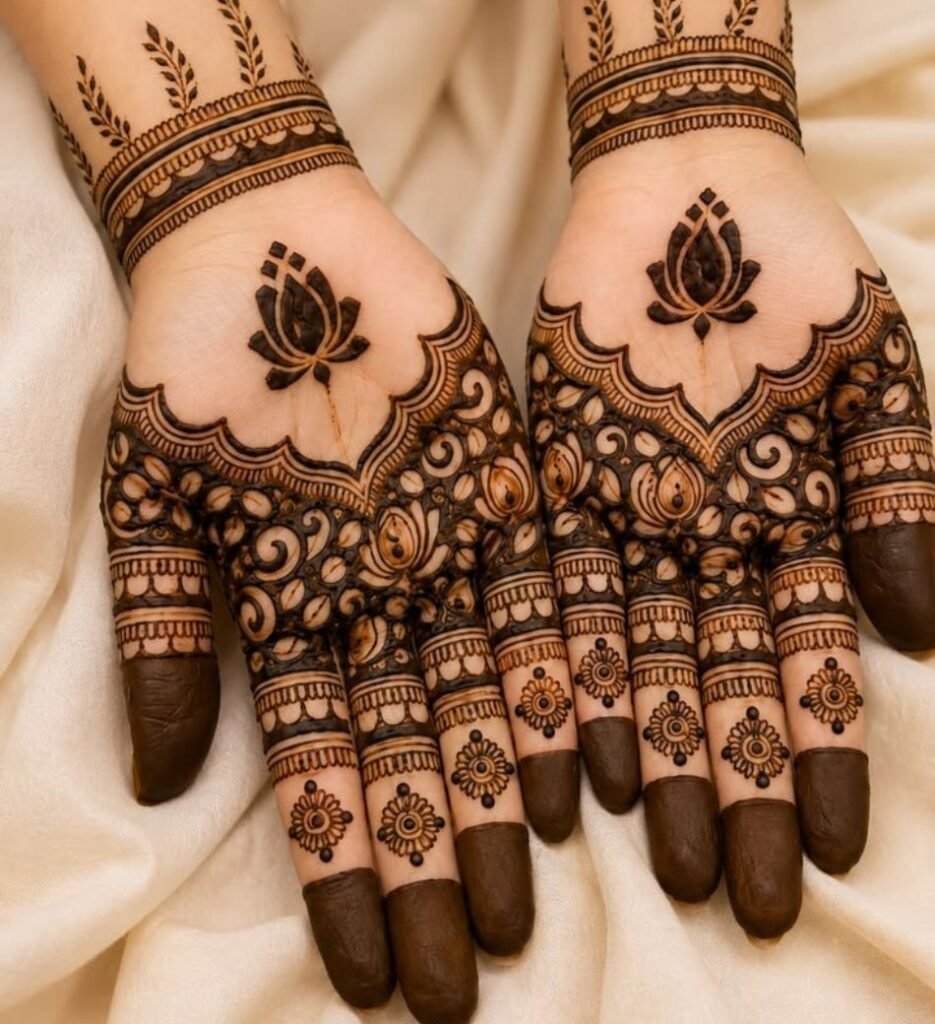 heavy lotus mehndi design