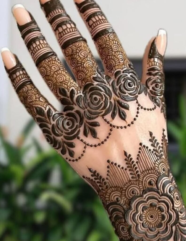 heavy rose mehndi design