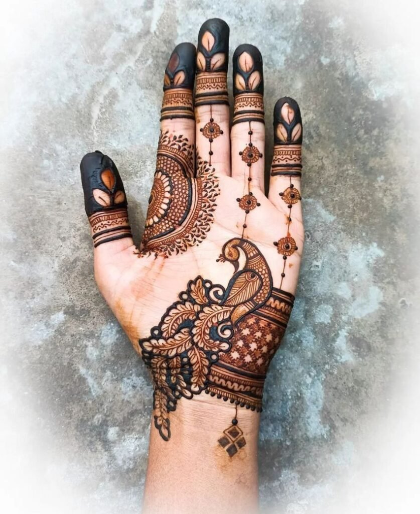 lattest front hand peacock mehndi design