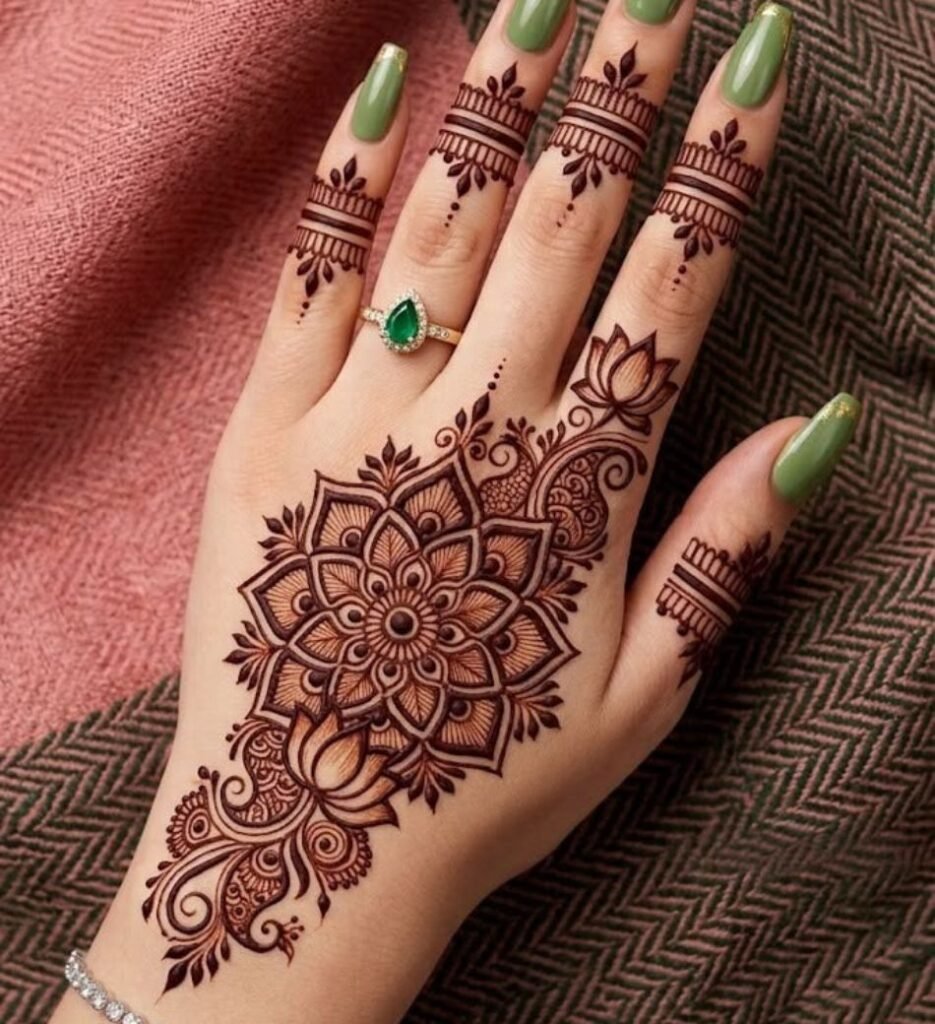 lotus mandala mehndi design