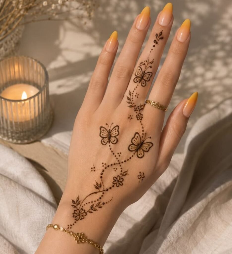 minimal butterfly mehndi design