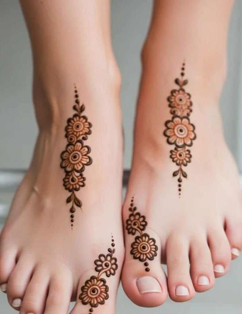 minimal mehndi design for foot
